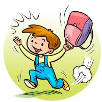 roześmiane dziecko biegnie do szkoły